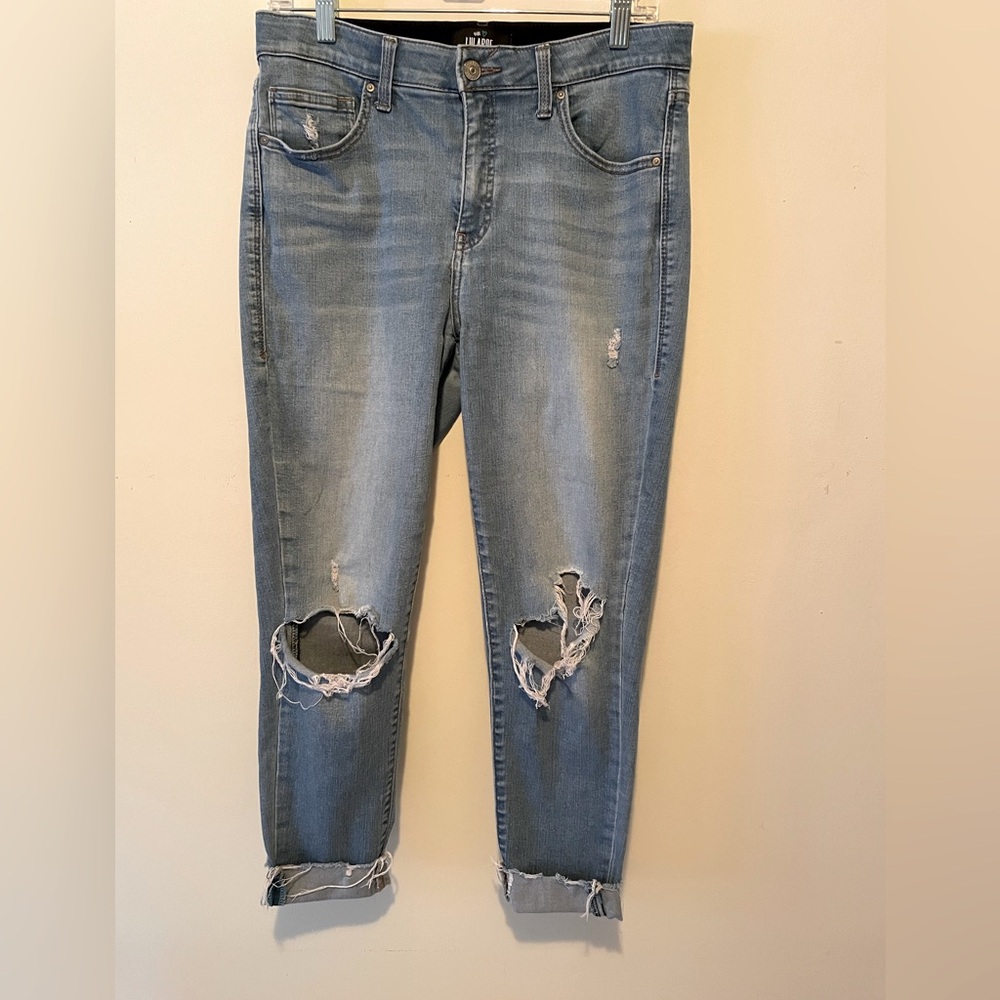 LuLaRoe Jeans. Stretchy, Some Distressing, Turned Up Cuffs. Size 30.